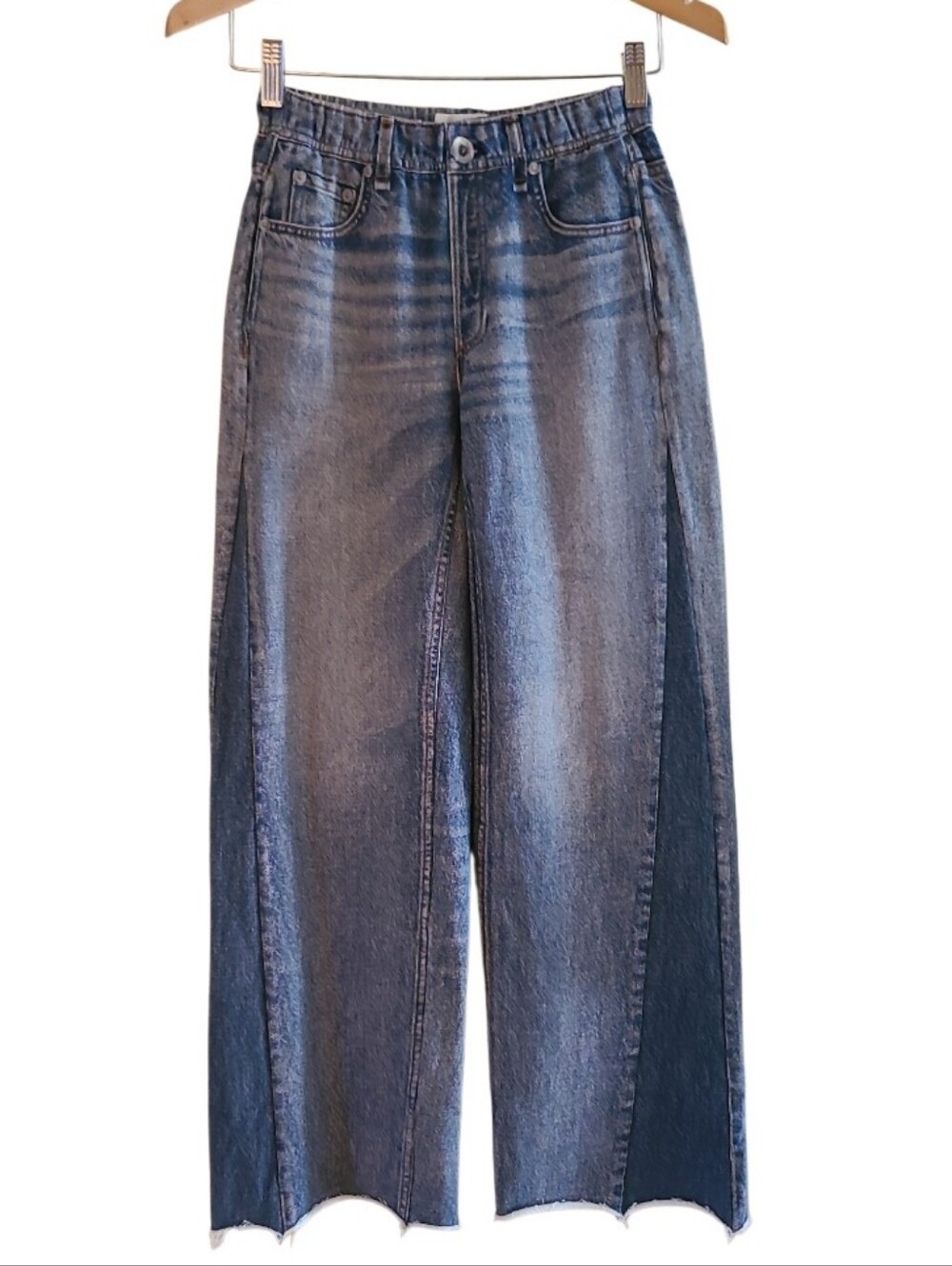 Rag & Bone Miramar Wide Leg Sweatpant Jeans Moonrise Raw Hem Size XXS - Picture 3 of 17